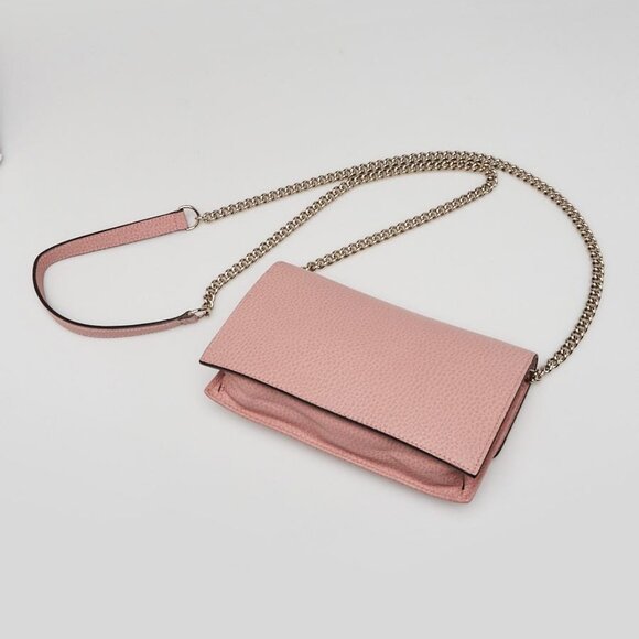 Gucci Pink Pebbled Leather Interlocking G Wallet on Chain Clutch Bag - Picture 3 of 10